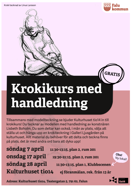 krokikurs på kulturhuset tio14 under april 2024