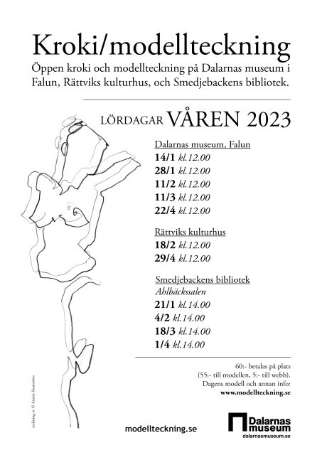 affisch programblad för kroki och modellteckning